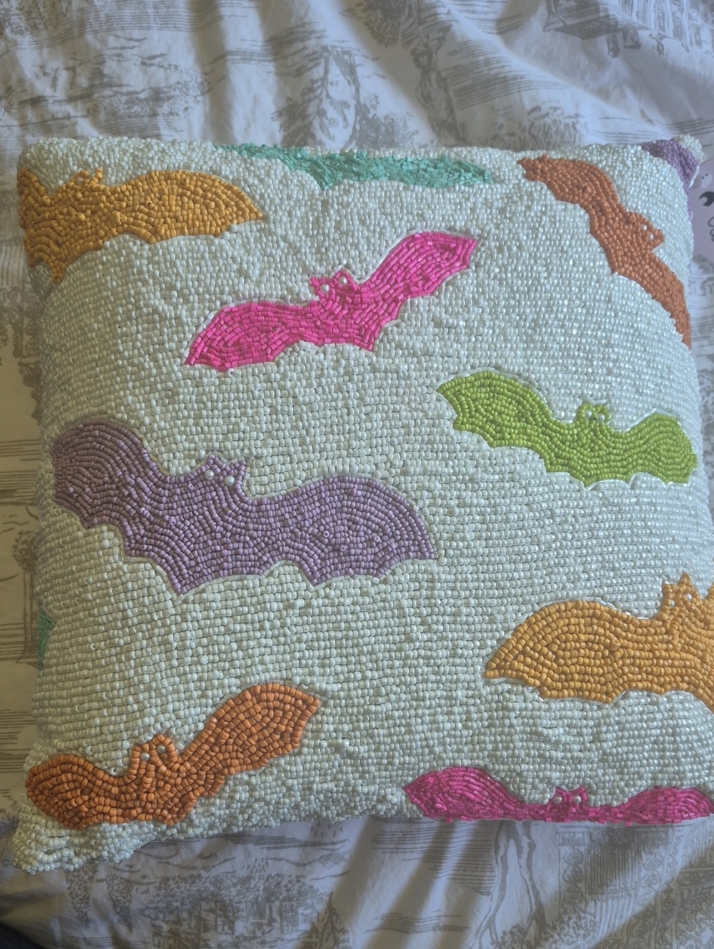 Beaded Bat Accent Pillow By Goblin And Ghoul
